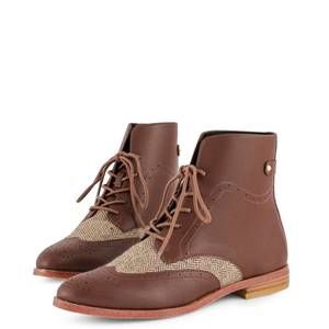 NEW MELYANN mayet boots in brown herringbone